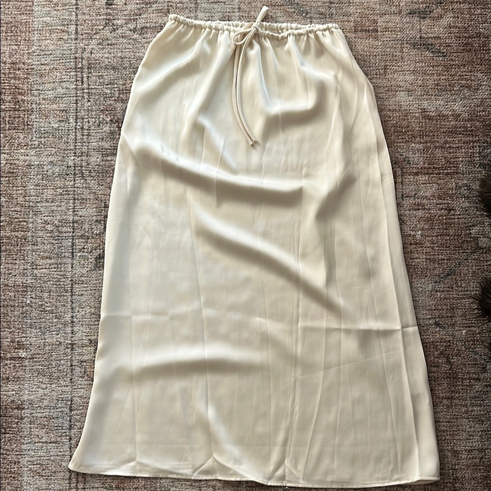 Amazon Cream Drawstring Maxi Skirt